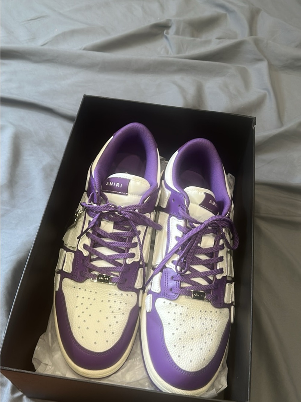 AMIRI White and Purple Low-Top Sneakers